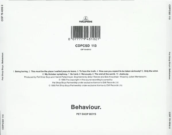 Pet Shop Boys - Behaviour (CD, Album) - Image 2