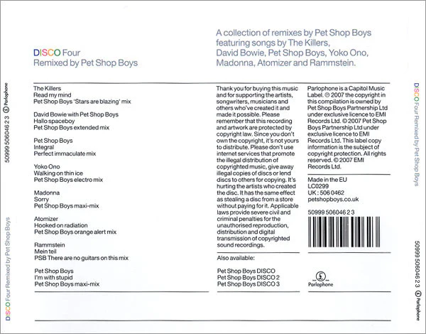Pet Shop Boys - Disco Four (Remixed By Pet Shop Boys) (CD, Comp) - Image 2