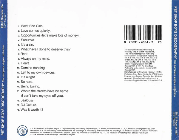 Pet Shop Boys - Discography (The Complete Singles Collection) (CD, Comp, Club, RP) - Image 4
