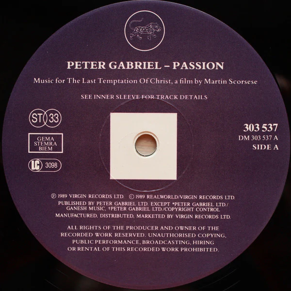 Peter Gabriel - Passion (2xLP, Album) - Image 3