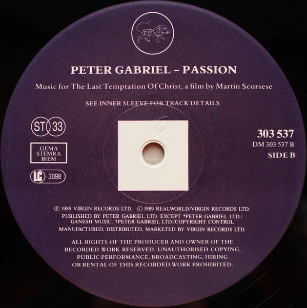 Peter Gabriel - Passion (2xLP, Album) - Image 4