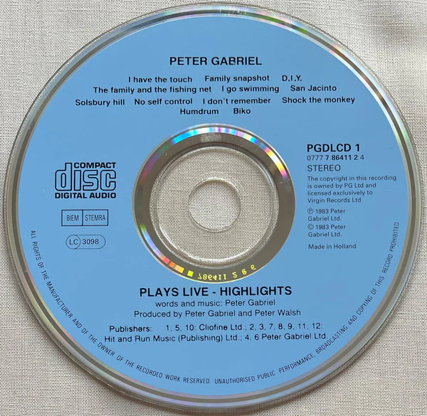 Peter Gabriel - Plays Live - Highlights (CD, Album, RE) - Image 4