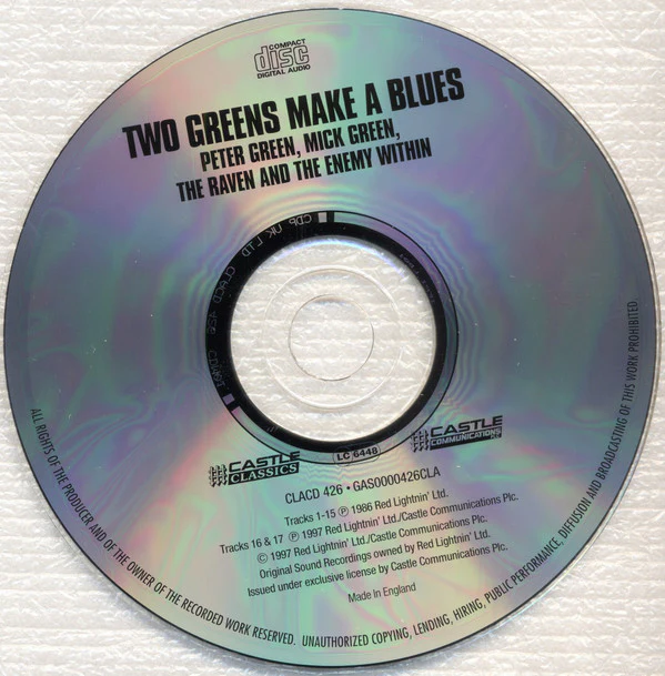 Peter Green (2), Mick Green, The Raven (3) and The Enemy Within (2) - Two Greens Make A Blues (CD, Album, RE) - Image 3