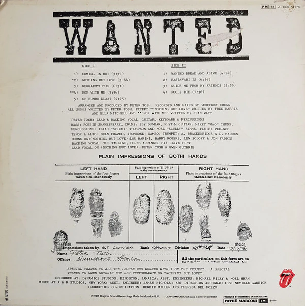 Peter Tosh - Wanted Dread & Alive (LP, Album) - Image 2