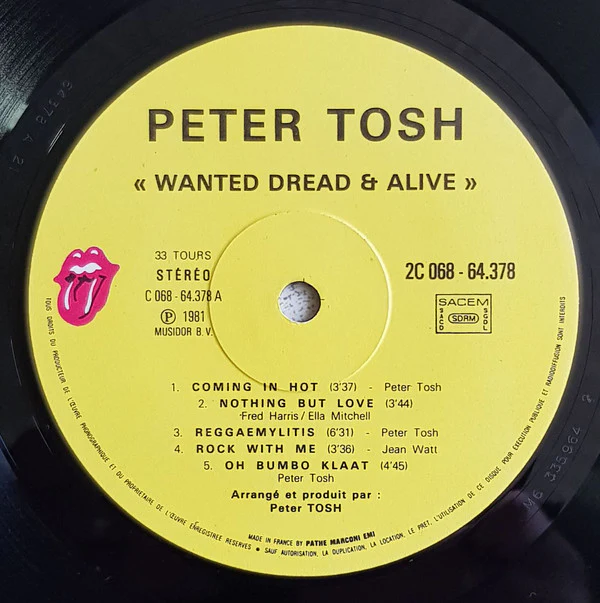 Peter Tosh - Wanted Dread & Alive (LP, Album) - Image 3