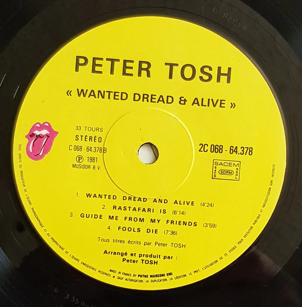 Peter Tosh - Wanted Dread & Alive (LP, Album) - Image 4