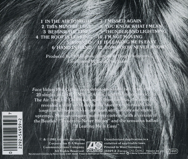 Phil Collins - Face Value (CD, Album, RE) - Image 2