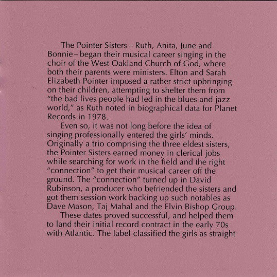 Pointer Sisters - The Best Of The Pointer Sisters 1978-1981 (CD, Comp, RM) - Image 5