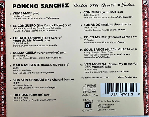 Poncho Sanchez - Baila Mi Gente - Salsa!  (CD, Album, Comp) - Image 2