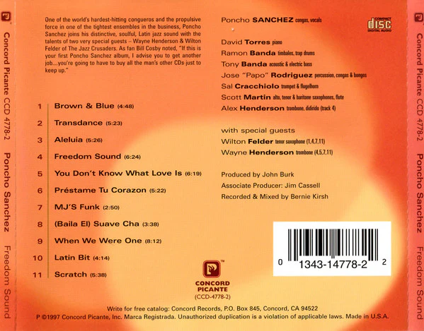 Poncho Sanchez Featuring Wilton Felder & Wayne Henderson - Freedom Sound (CD, Album) - Image 2