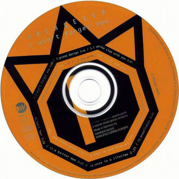 Princessa - I Won't Forget You (CD, Album) - Image 3