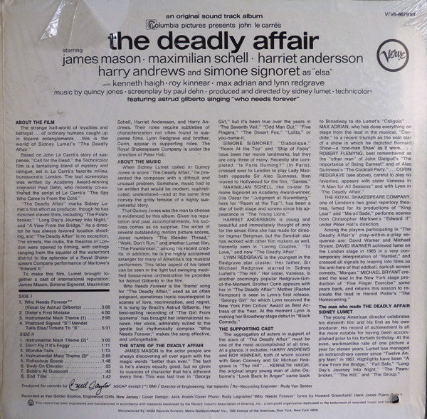 Quincy Jones - The Deadly Affair (The Original Sound Track Album) (LP, Album, Mono) - Image 2