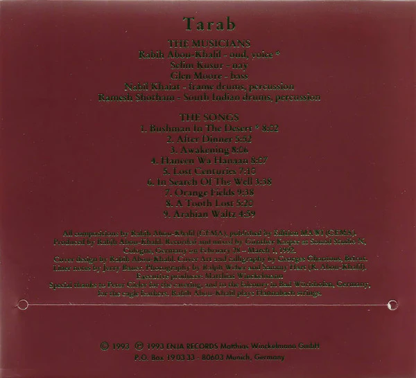 Rabih Abou-Khalil - Tarab (CD, Album) - Image 2