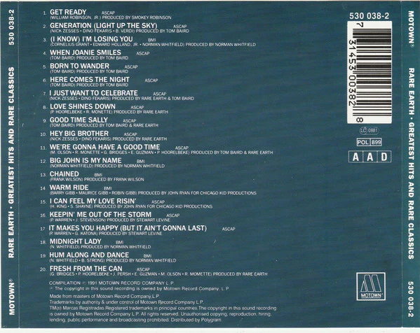 Rare Earth - Greatest Hits And Rare Classics (CD, Comp, RE, RM) - Image 2