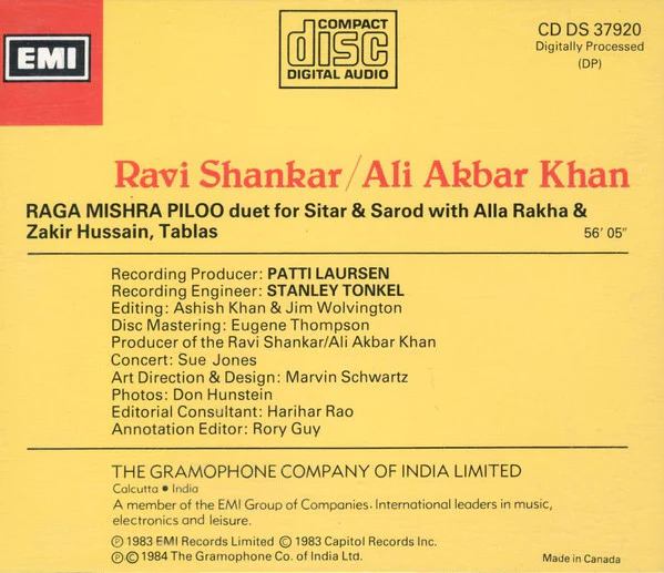 Ravi Shankar / Ali Akbar Khan - Raga Mishra Piloo (Duet For Sitar & Sarod) (CD, Album, RE) - Image 2