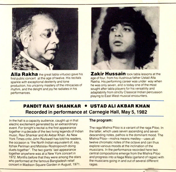 Ravi Shankar / Ali Akbar Khan - Raga Mishra Piloo (Duet For Sitar & Sarod) (CD, Album, RE) - Image 5