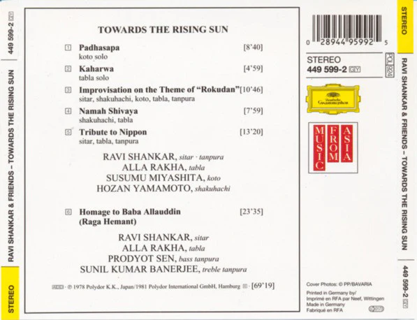 Ravi Shankar And Friends* - Towards The Rising Sun (CD, Comp) - Image 2