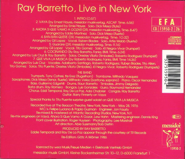 Ray Barretto - Tomorrow: Barretto Live (CD, Album, RE) - Image 2