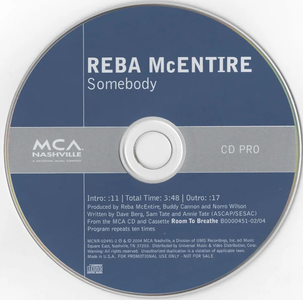 Reba McEntire - Somebody (CD, Promo) - Image 3