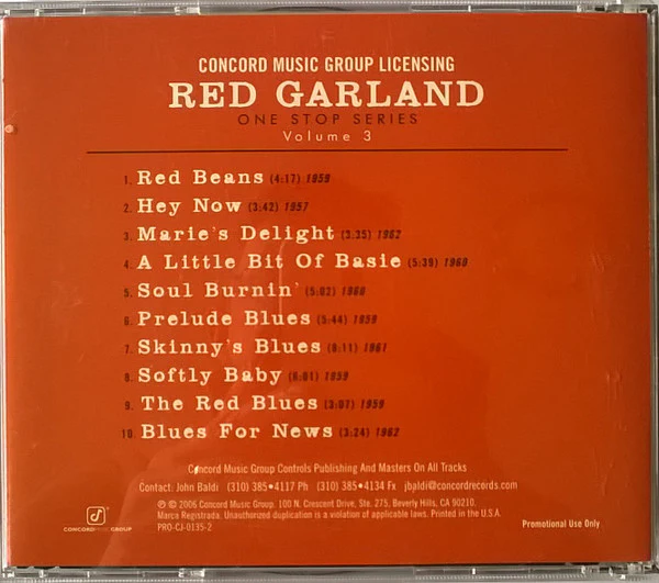 Red Garland - CMG One Stop Series Vol. 3 (CD, Album, Comp, Promo) - Image 3