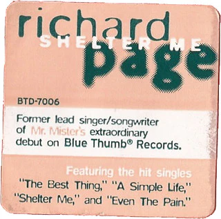 Richard Page - Shelter Me (CD, Album) - Image 2