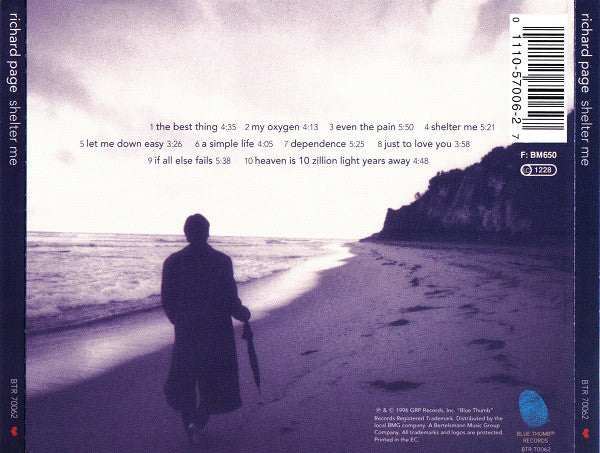Richard Page - Shelter Me (CD, Album) - Image 2