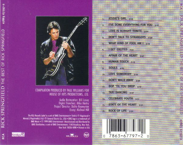 Rick Springfield - The Best Of Rick Springfield (CD, Comp, RM) - Image 2