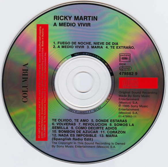 Ricky Martin - A Medio Vivir (CD, Album) - Image 3