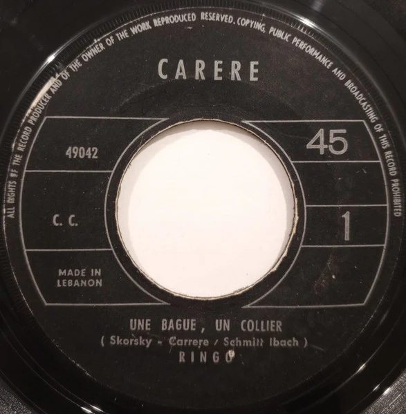 Ringo - Une Bague, Un Collier (7", Single)