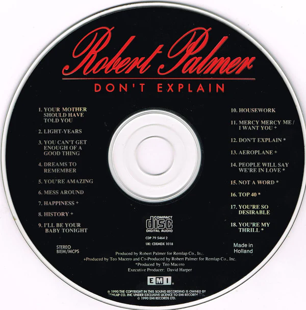 Robert Palmer - Don't Explain (CD, Album, Dut) - Image 3