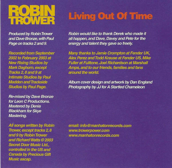 Robin Trower - Living Out Of Time (CD, Album) - Image 3