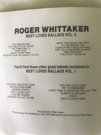 Roger Whittaker - Best Loved Ballads Volume Two (CD, Comp, RE) - Image 2