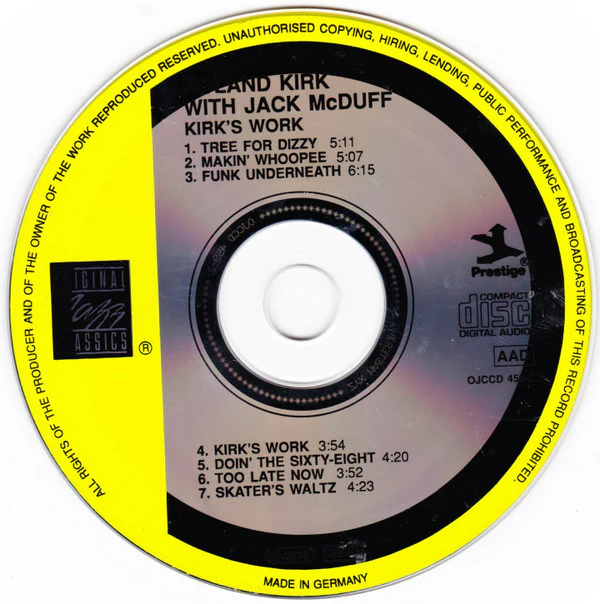 Roland Kirk With Jack McDuff* - Kirk's Work (CD, Album, RE, RM) - Image 3