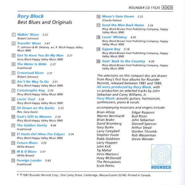 Rory Block - Best Blues And Originals (CD, Comp) - Image 2