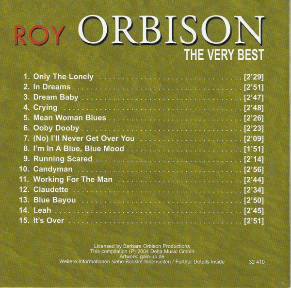 Roy Orbison - The Very Best Of Roy Orbison Only The Lonely (CD, Comp) - Image 2