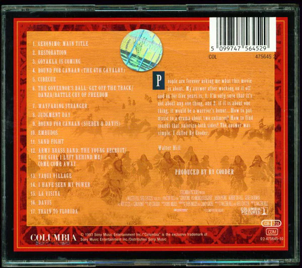 Ry Cooder - Geronimo - Original Motion Picture Soundtrack (CD, Album) - Image 3