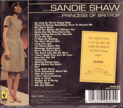 Sandie Shaw - Princess Of Britpop (CD, Album, Comp) - Image 2