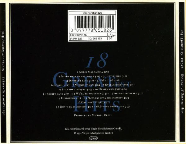 Sandra - 18 Greatest Hits (CD, Comp) - Image 2