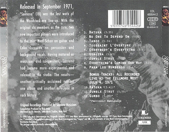 Santana - Santana III (CD, Album, RE, RM) - Image 2