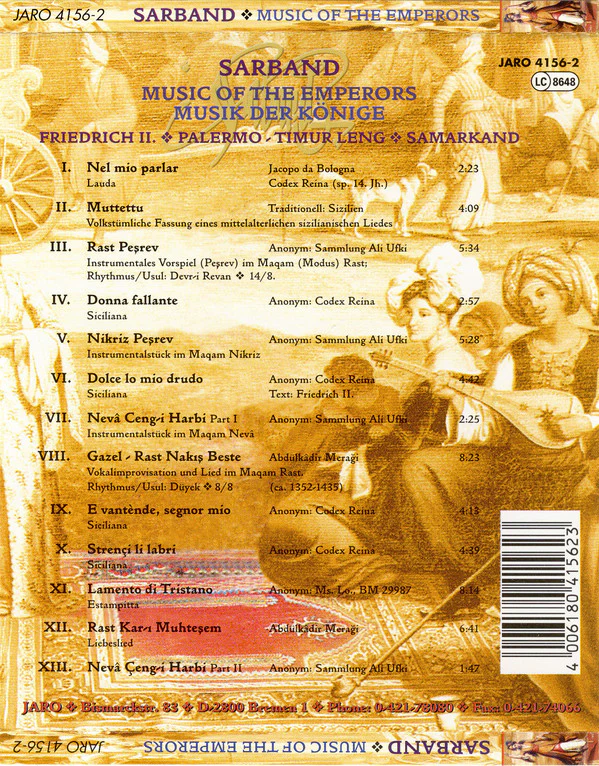 Sarband - Music Of The Emperors (CD, Album) - Image 2