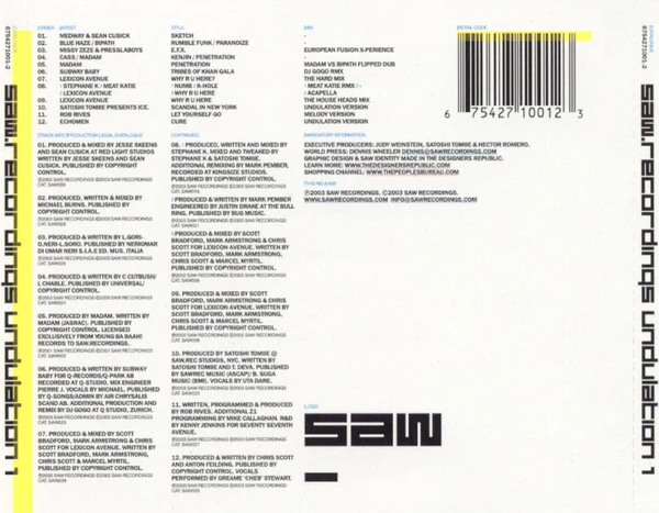 Satoshi Tomiie & Hector Romero - Undulation 1 (CD, Comp, Mixed) - Image 2