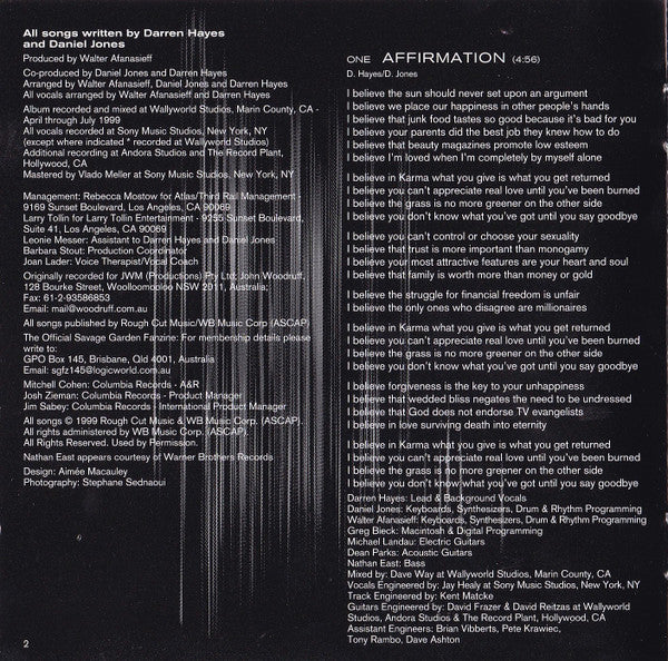 Savage Garden - Affirmation (CD, Album) - Image 5