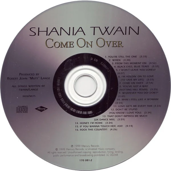 Shania Twain - Come On Over (CD, Album, Uni) - Image 3