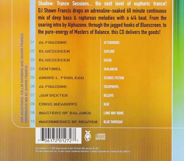 Shawn Francis - Shadow: Trance Sessions (CD, Comp, Mixed) - Image 3