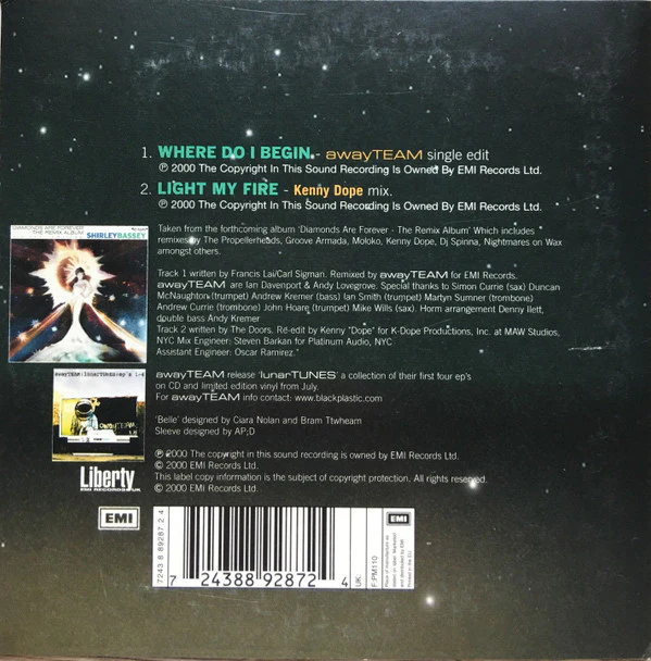 Shirley Bassey And awayTEAM* - Where Do I Begin (CD, Maxi) - Image 2