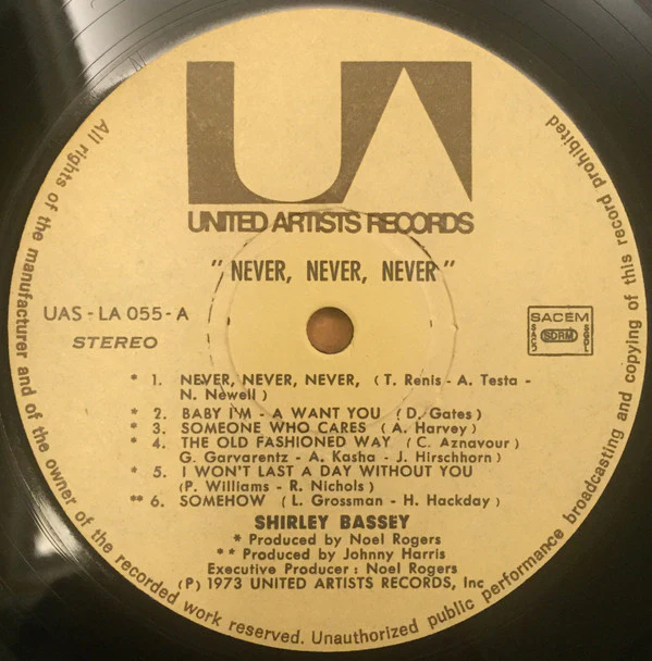 Shirley Bassey - Never Never Never (LP, Album) - Image 3