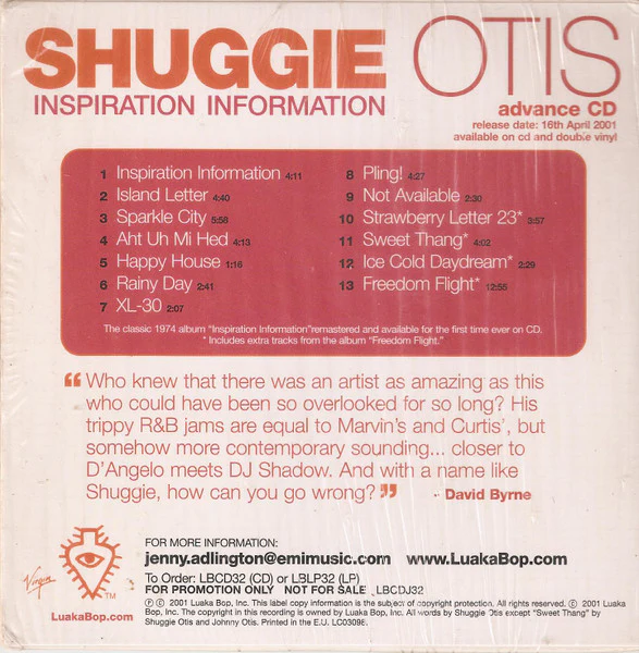 Shuggie Otis - Inspiration Information (CD, Advance, Album, Promo, RE, RM) - Image 2