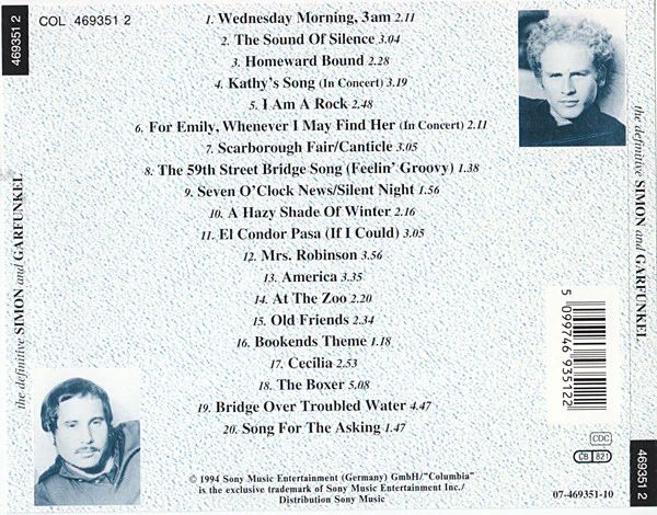 Simon And Garfunkel* - The Definitive Simon And Garfunkel (CD, Comp) - Image 3