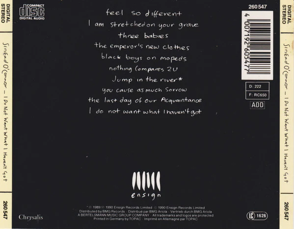 Sinéad O'Connor - I Do Not Want What I Haven't Got (CD, Album) - Image 2