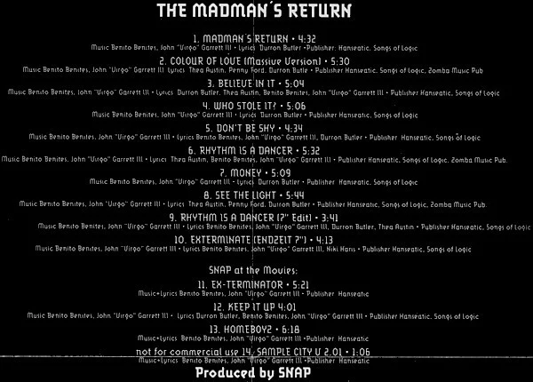 Snap! - The Madman's Return (3rd Edition) (CD, Album, RE) - Image 5